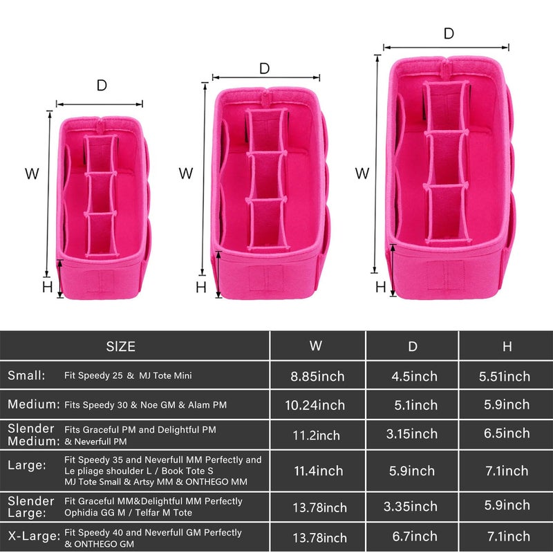 ZTUJO Purse Organizer Insert, Felt Bag Organizer For Handbag Purse Organizer,13 Colors, 6 Size (Small, Rose) - Image 2